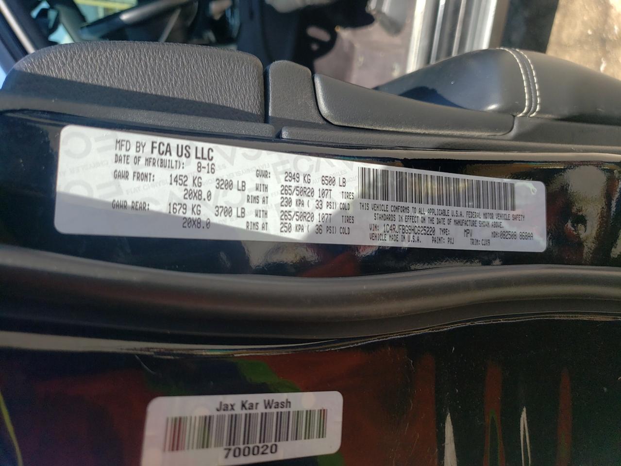 2017 Jeep Grand Cherokee Limited VIN: 1C4RJFBG9HC625220 Lot: 55212604