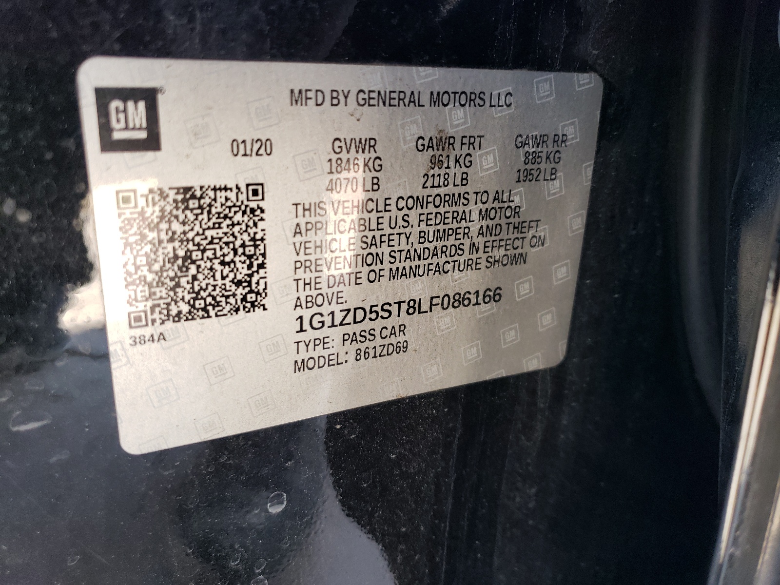 1G1ZD5ST8LF086166 2020 Chevrolet Malibu Lt