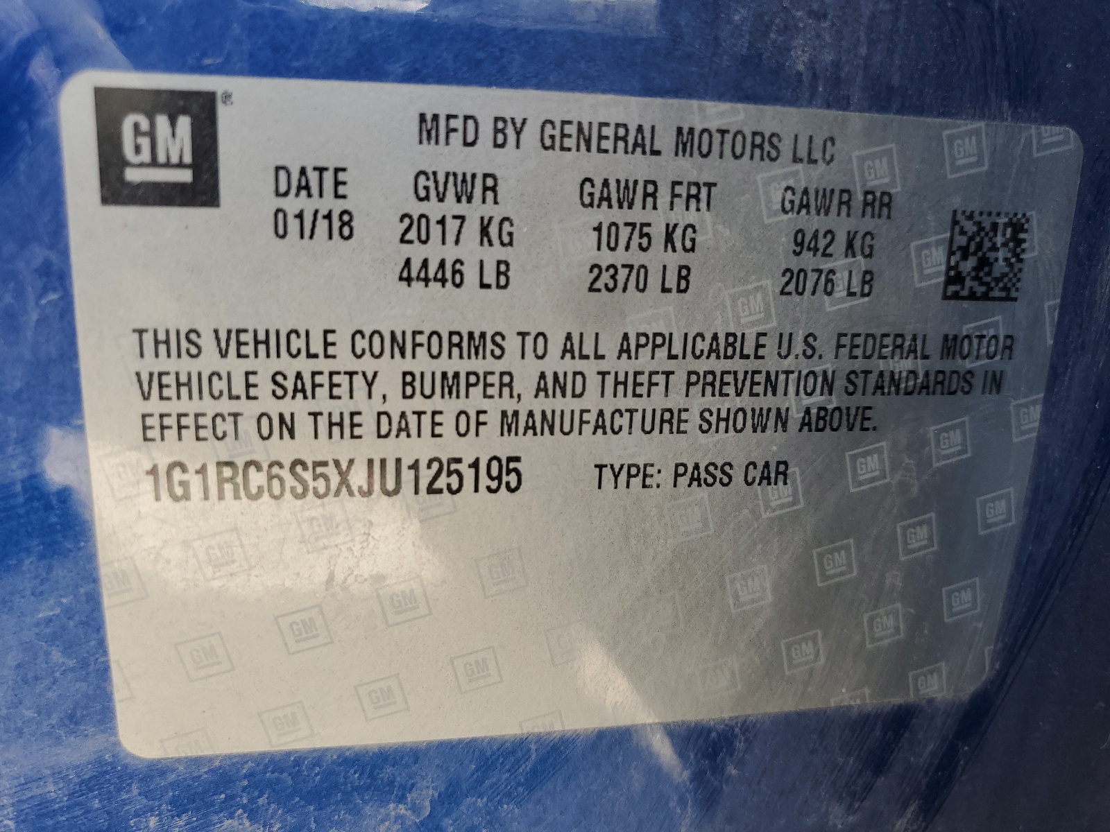 1G1RC6S5XJU125195 2018 Chevrolet Volt Lt