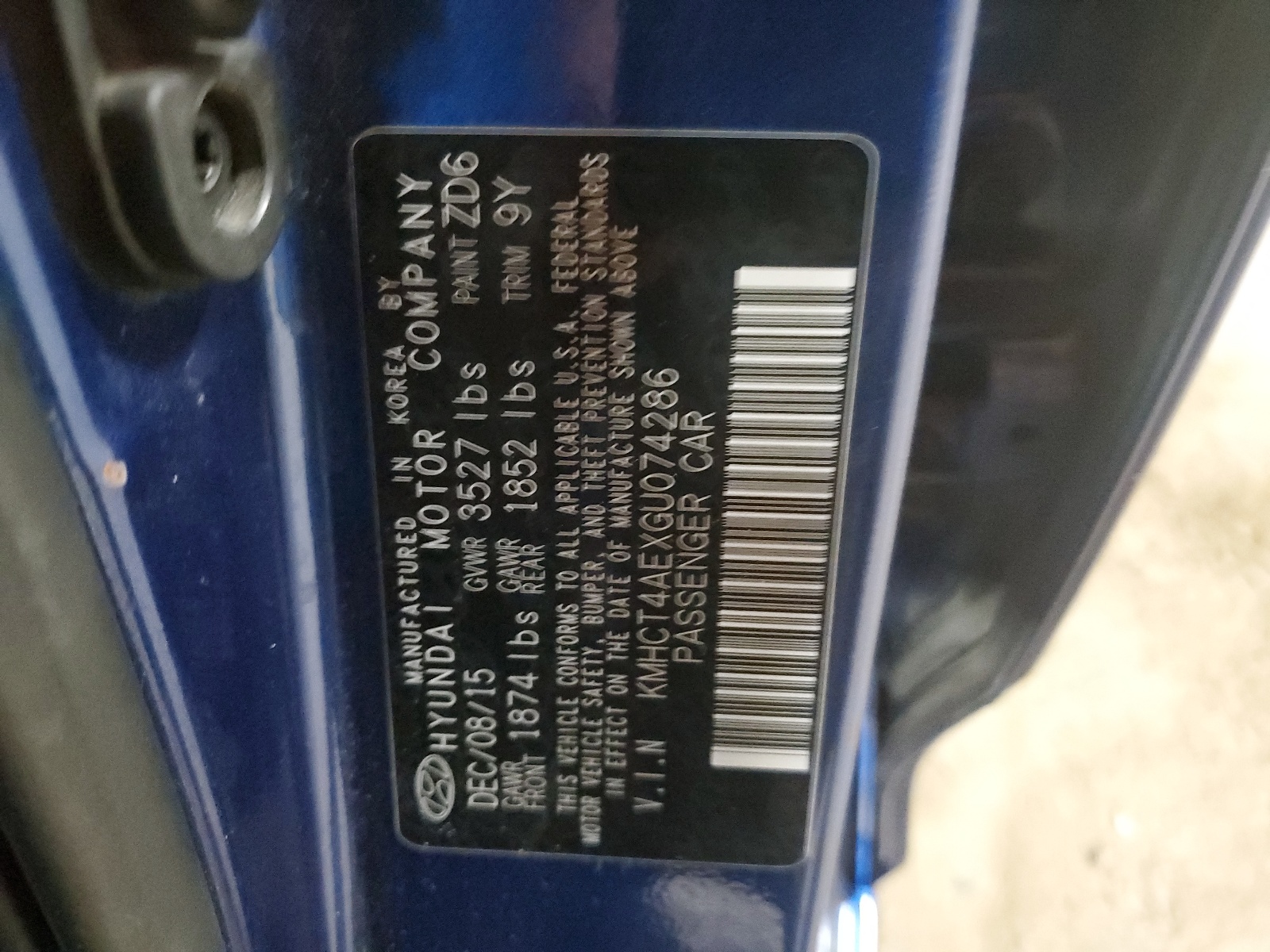 KMHCT4AEXGU074286 2016 Hyundai Accent Se