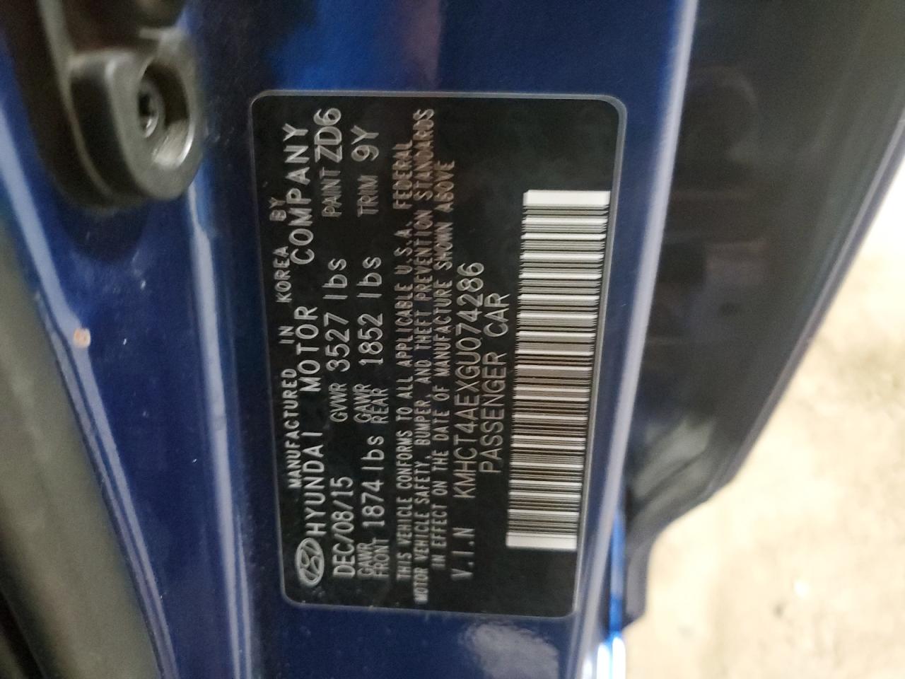 2016 Hyundai Accent Se VIN: KMHCT4AEXGU074286 Lot: 53734784