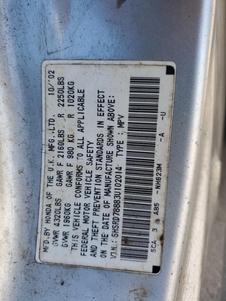 2003 Honda Cr-V Ex VIN: SHSRD78883U102014 Lot: 56586994