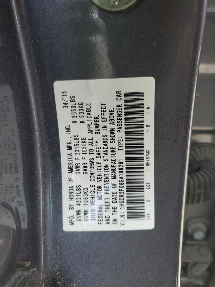 1HGCR2F08GA196281 2016 Honda Accord Ex