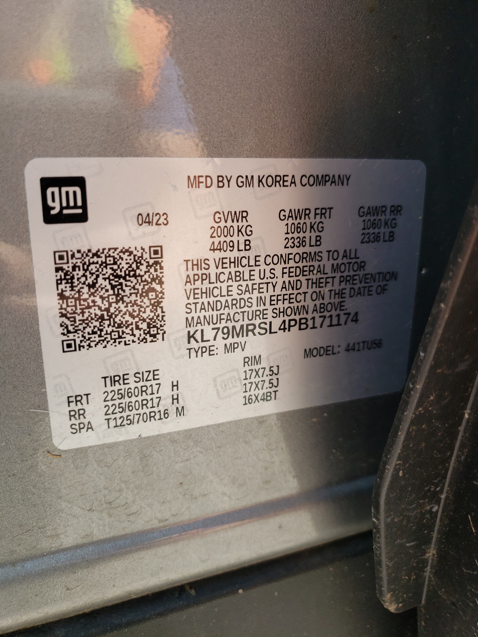 KL79MRSL4PB171174 2023 Chevrolet Trailblazer Lt