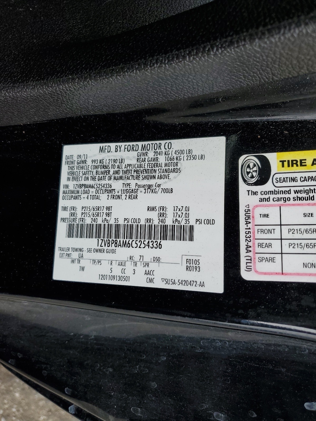 1ZVBP8AM6C5254336 2012 Ford Mustang