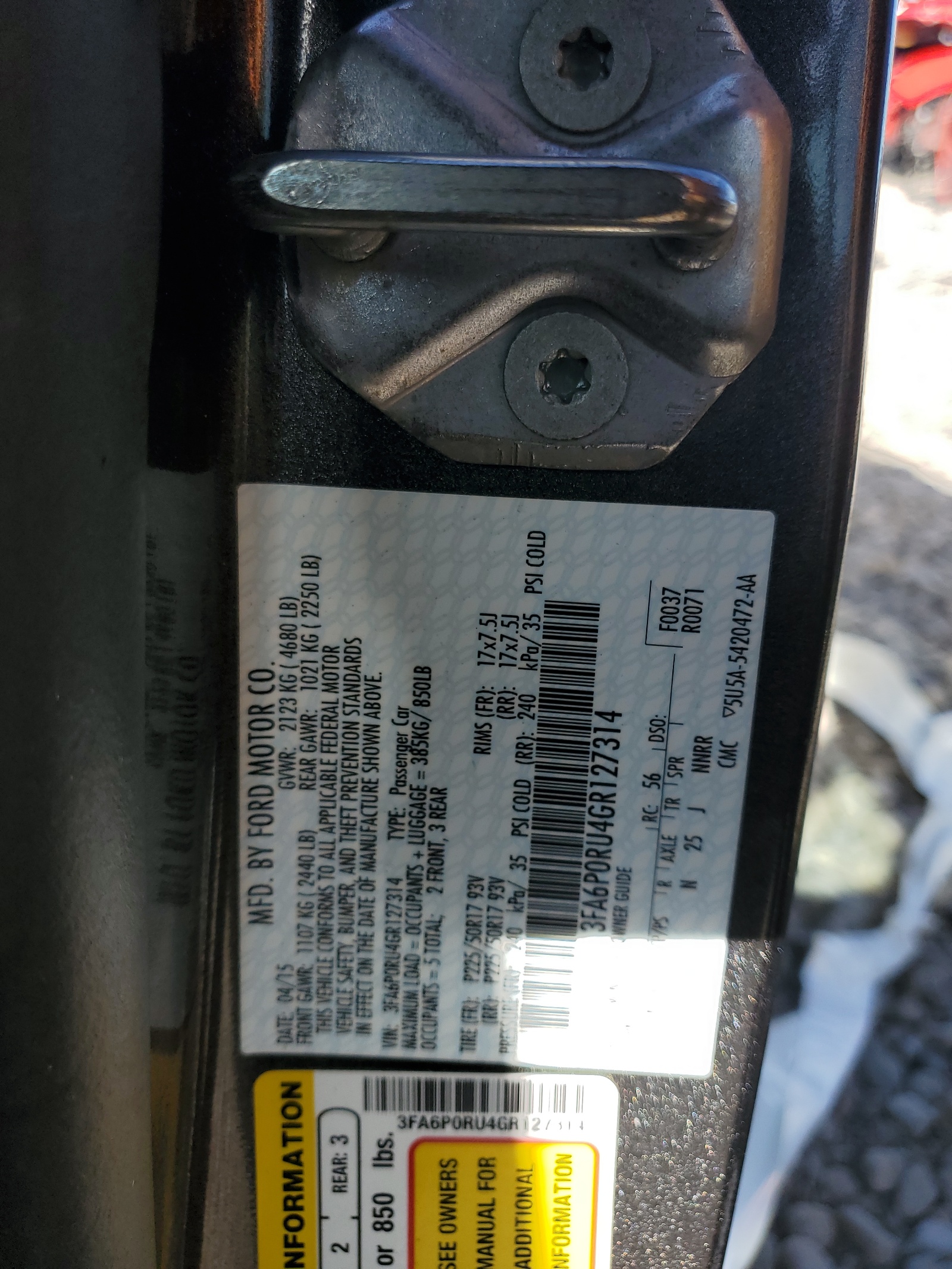 3FA6P0RU4GR127314 2016 Ford Fusion Titanium Hev