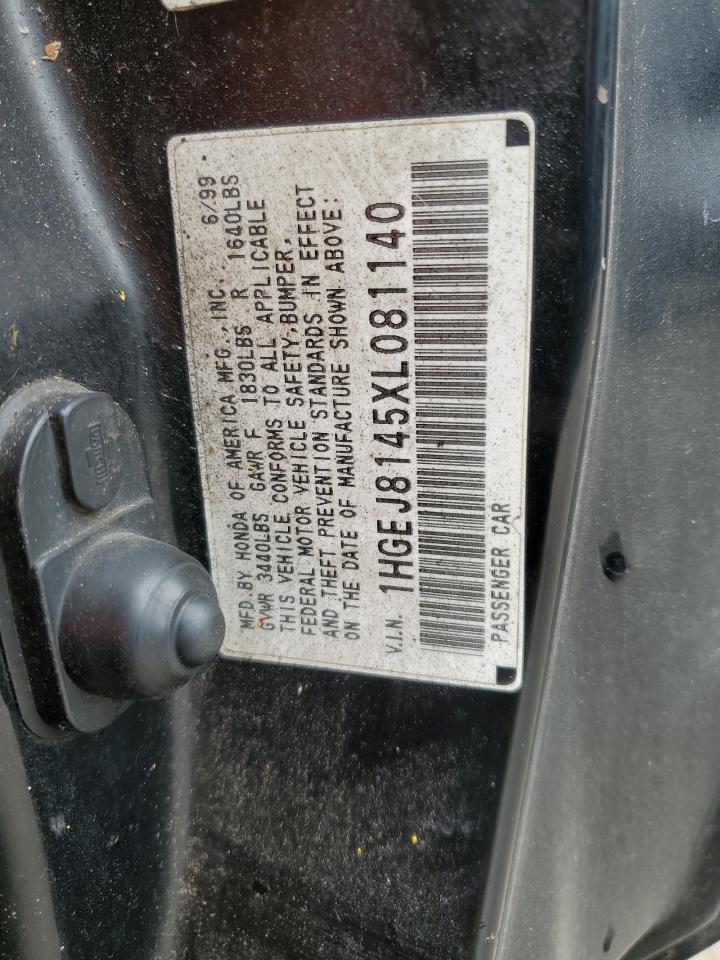 1999 Honda Civic Ex VIN: 1HGEJ8145XL081140 Lot: 64839804