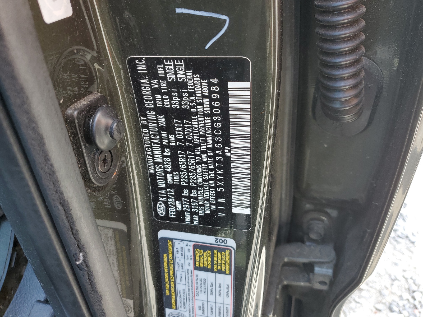 5XYKT3A63CG306984 2012 Kia Sorento Base