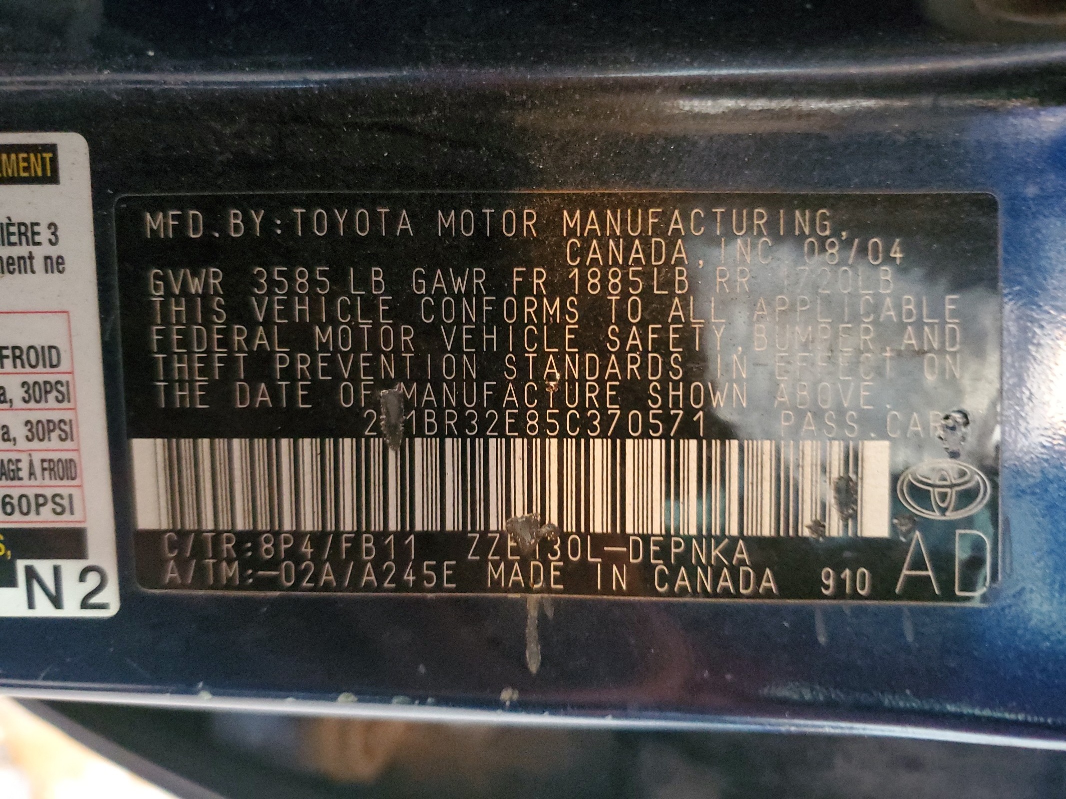 2T1BR32E85C370571 2005 Toyota Corolla Ce