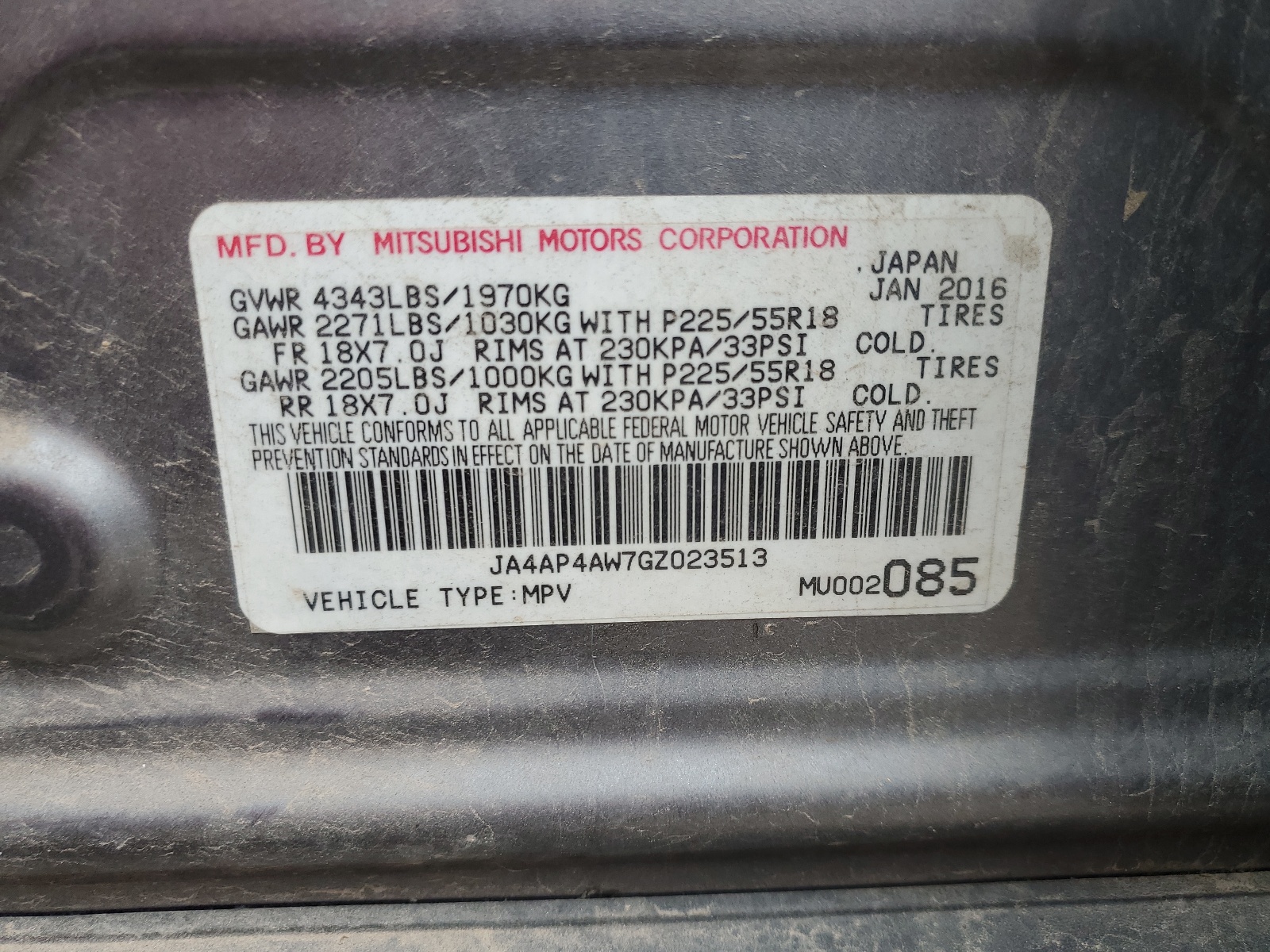 JA4AP4AW7GZ023513 2016 Mitsubishi Outlander Sport Sel