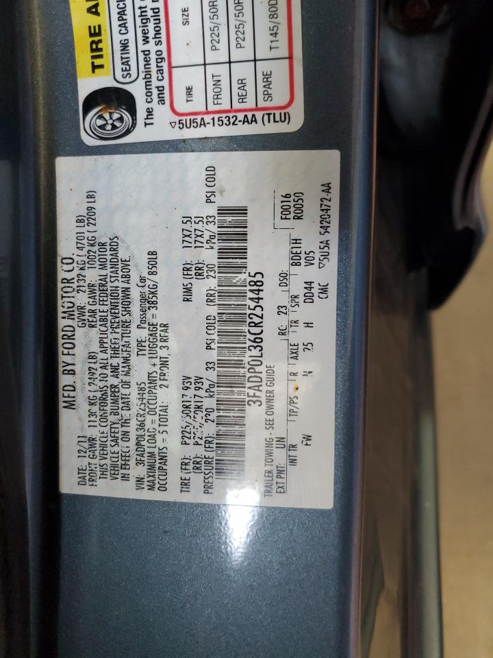 2012 Ford Fusion Hybrid VIN: 3FADP0L36CR254485 Lot: 55235694