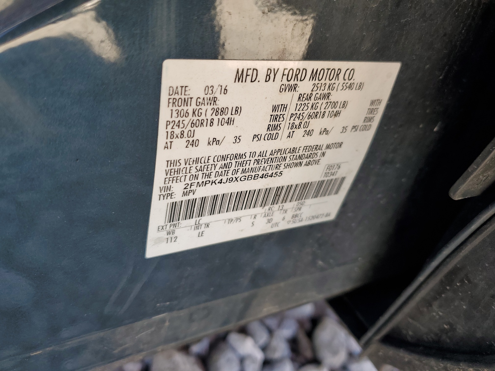 2FMPK4J9XGBB46455 2016 Ford Edge Sel