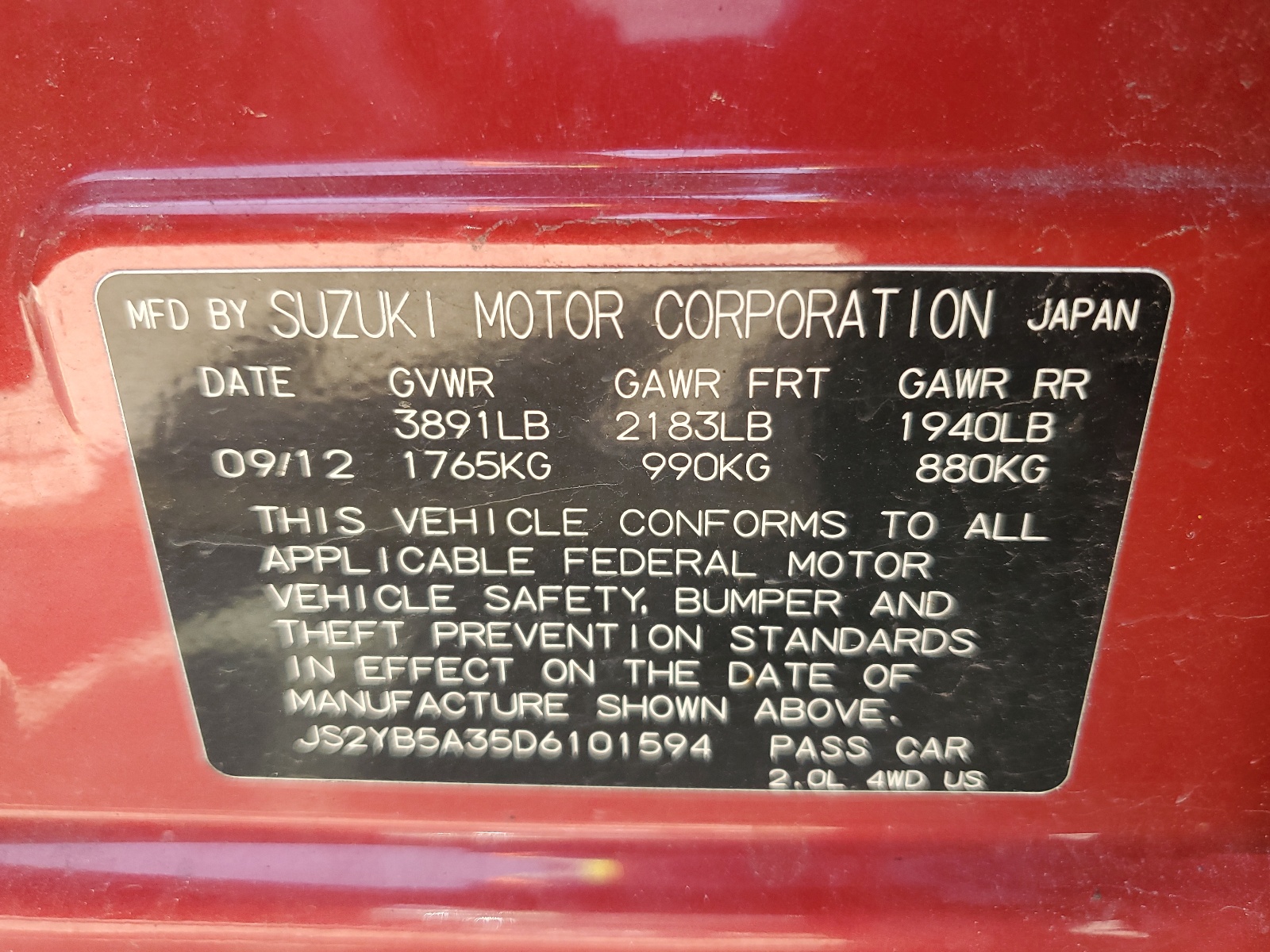 JS2YB5A35D6101594 2013 Suzuki Sx4