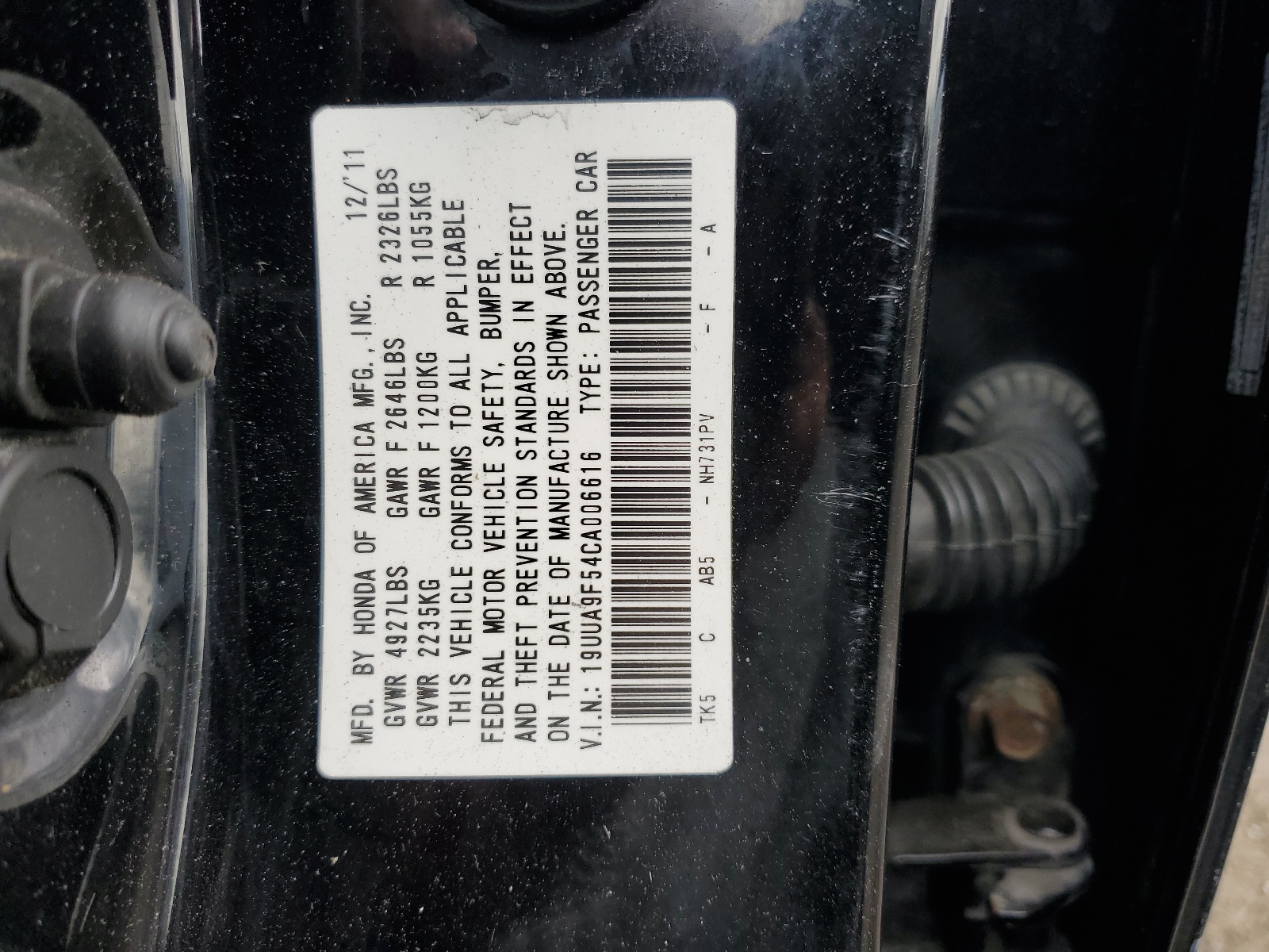 19UUA9F54CA006616 2012 Acura Tl