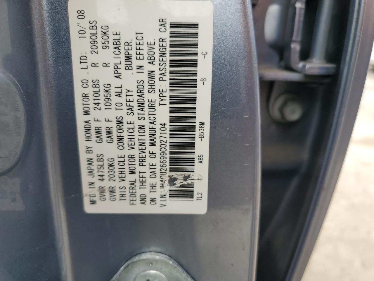 JH4CU26699C027104 2009 Acura Tsx