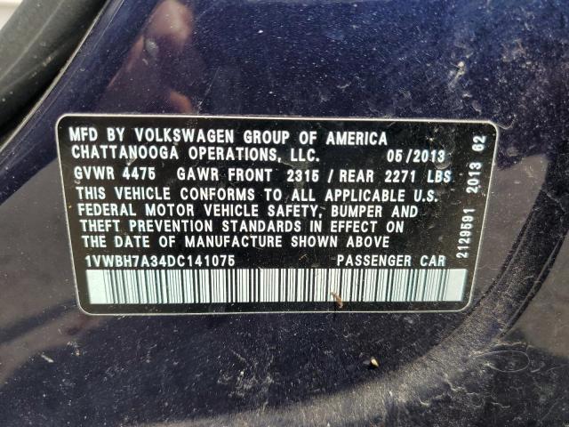 1VWBH7A34DC141075 | 2013 Volkswagen passat se