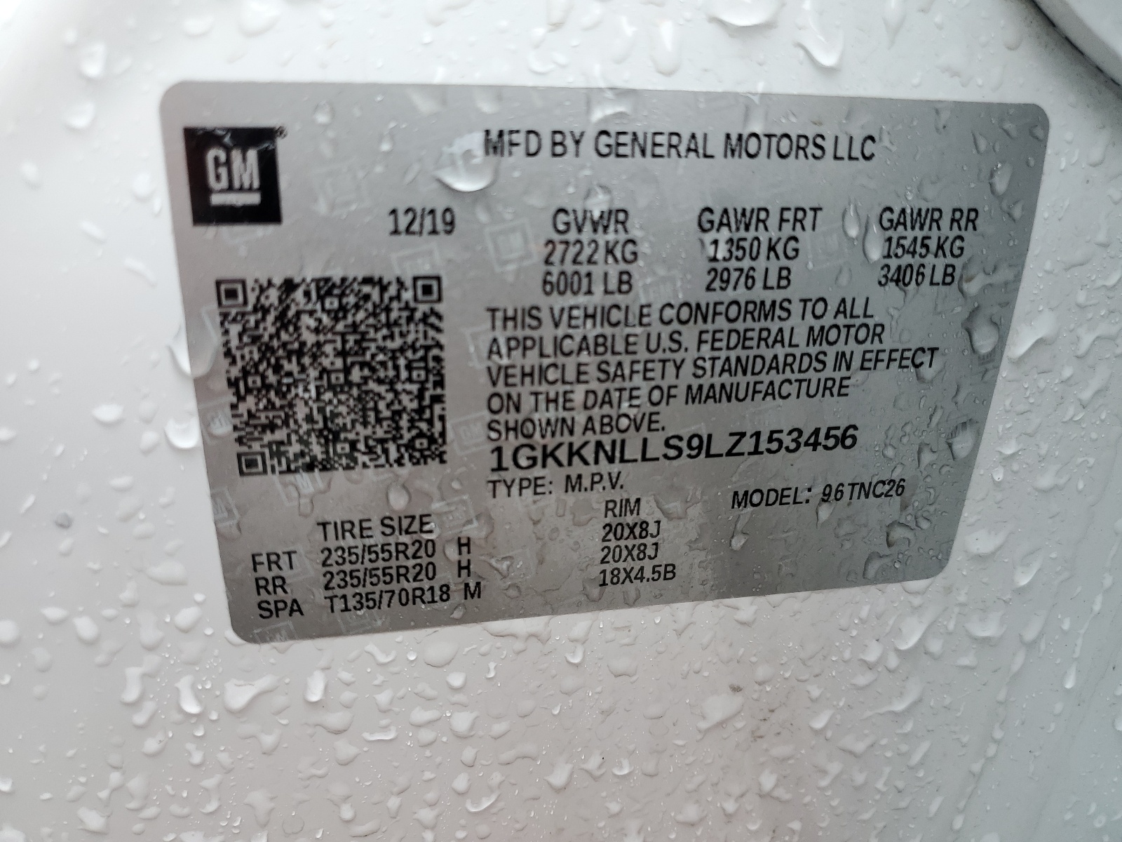 1GKKNLLS9LZ153456 2020 GMC Acadia At4