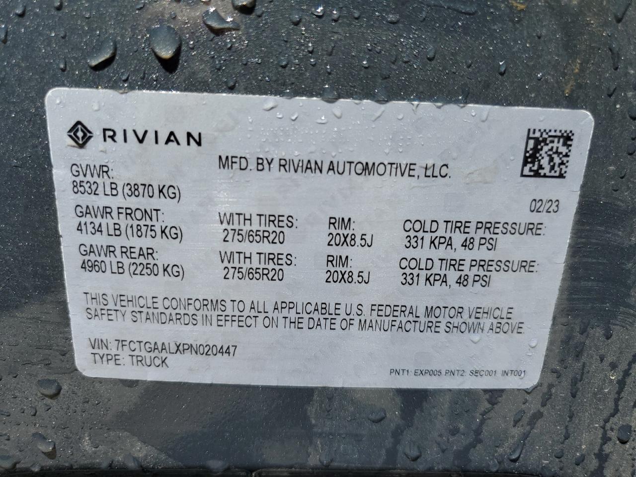 7FCTGAALXPN020447 2023 Rivian R1T Launch Edition