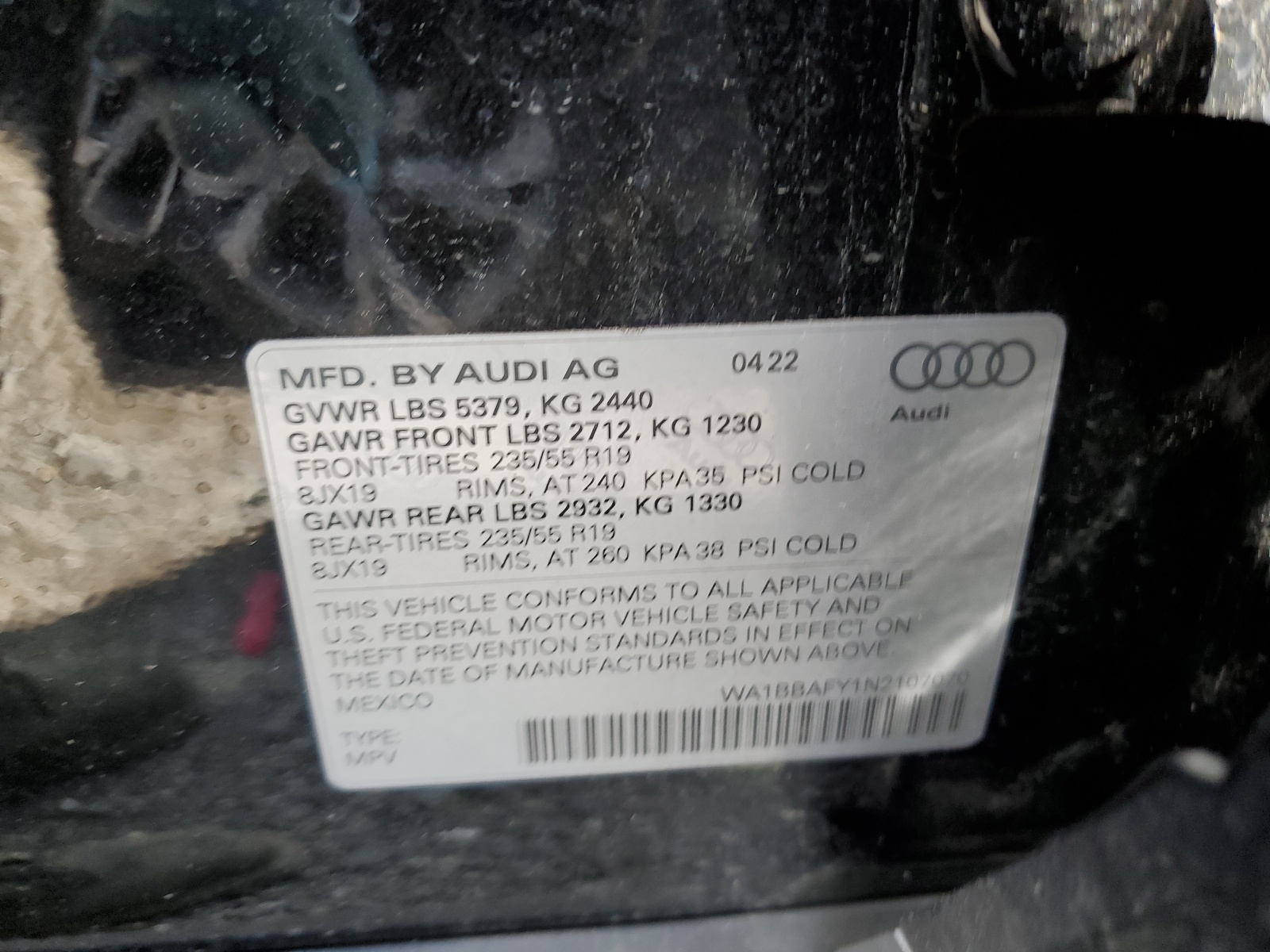 WA1BBAFY1N2107070 2022 Audi Q5 Premium Plus 40