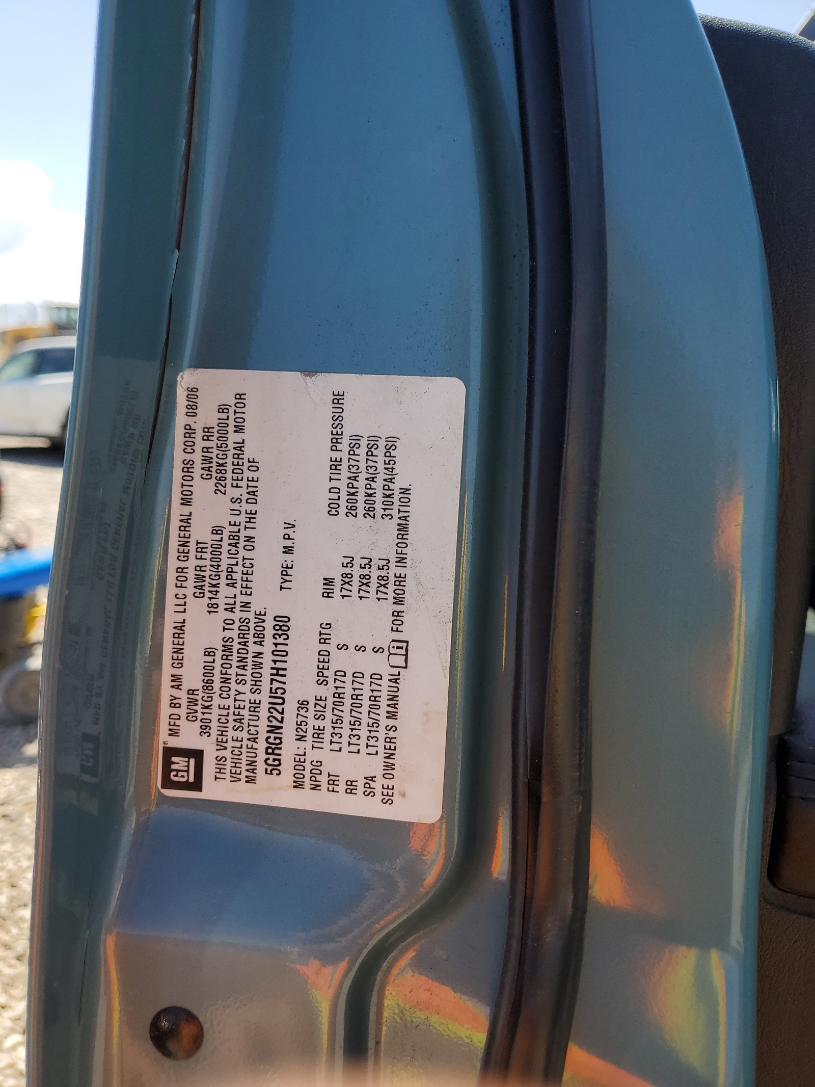 5GRGN22U57H101380 2007 Hummer H2 Sut