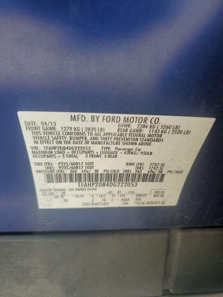 2013 Ford Taurus Se VIN: 1FAHP2D84DG222053 Lot: 87203064