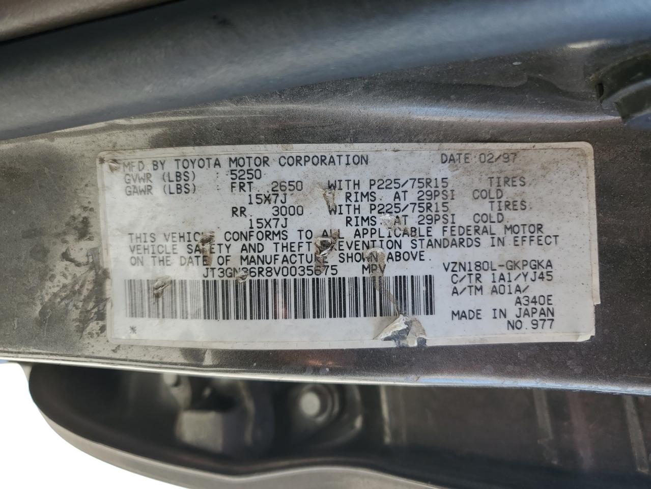 1997 Toyota 4Runner Sr5 VIN: JT3GN86R8V0035675 Lot: 64595554