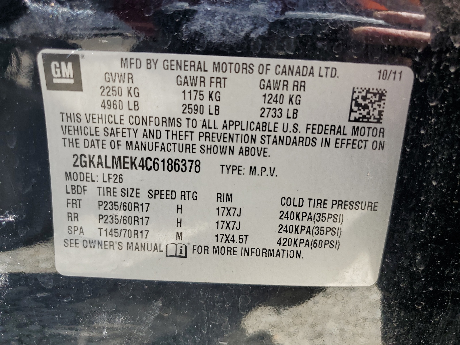 2GKALMEK4C6186378 2012 GMC Terrain Sle