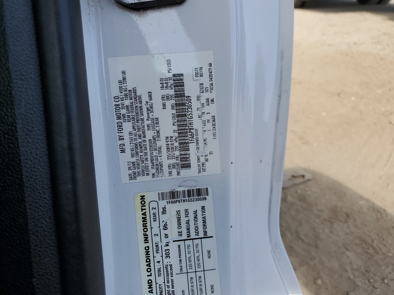 1FA6P8TH1G5230509 2016 Ford Mustang