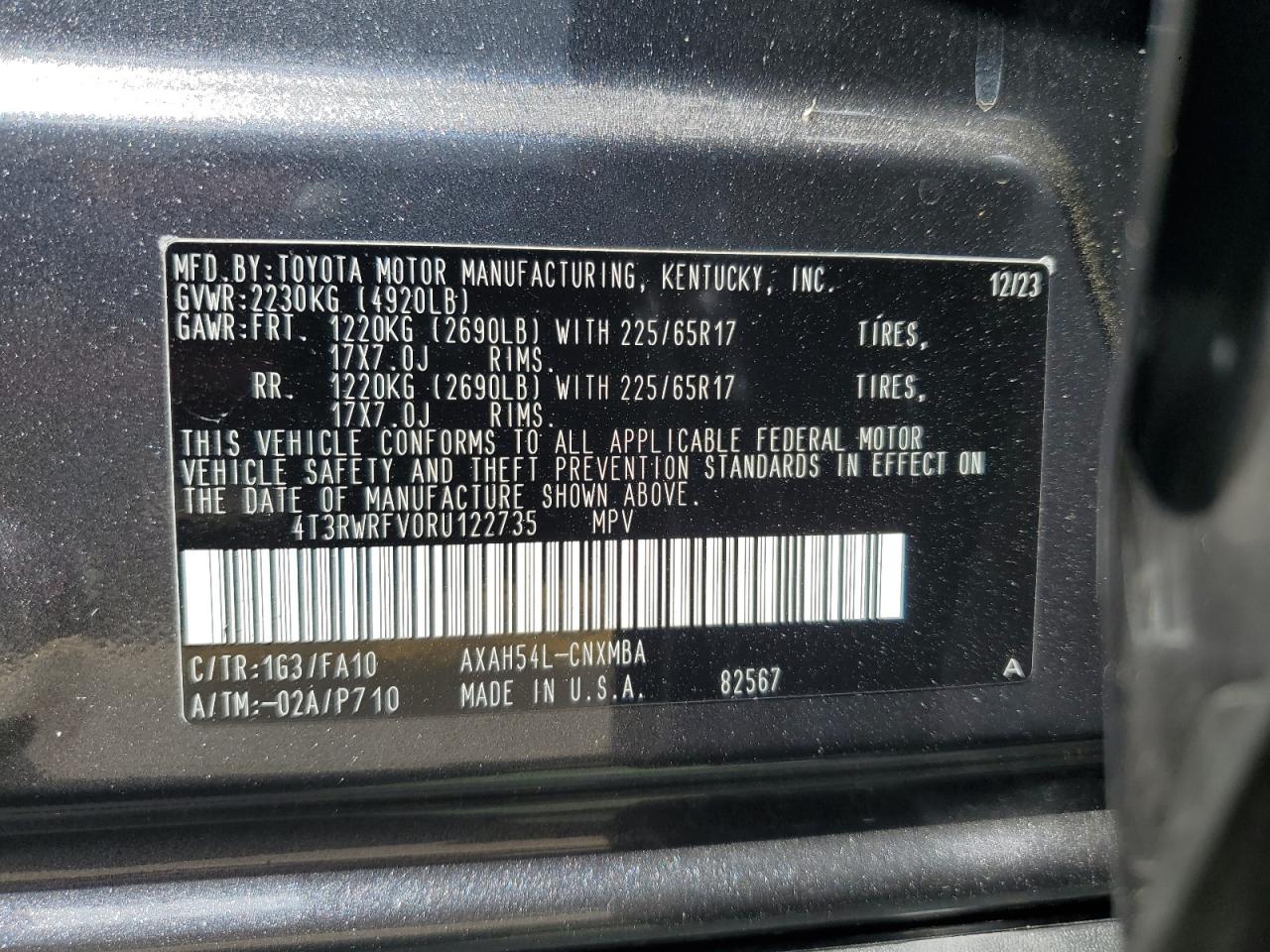 2024 Toyota Rav4 Xle VIN: 4T3RWRFV0RU122735 Lot: 53240194