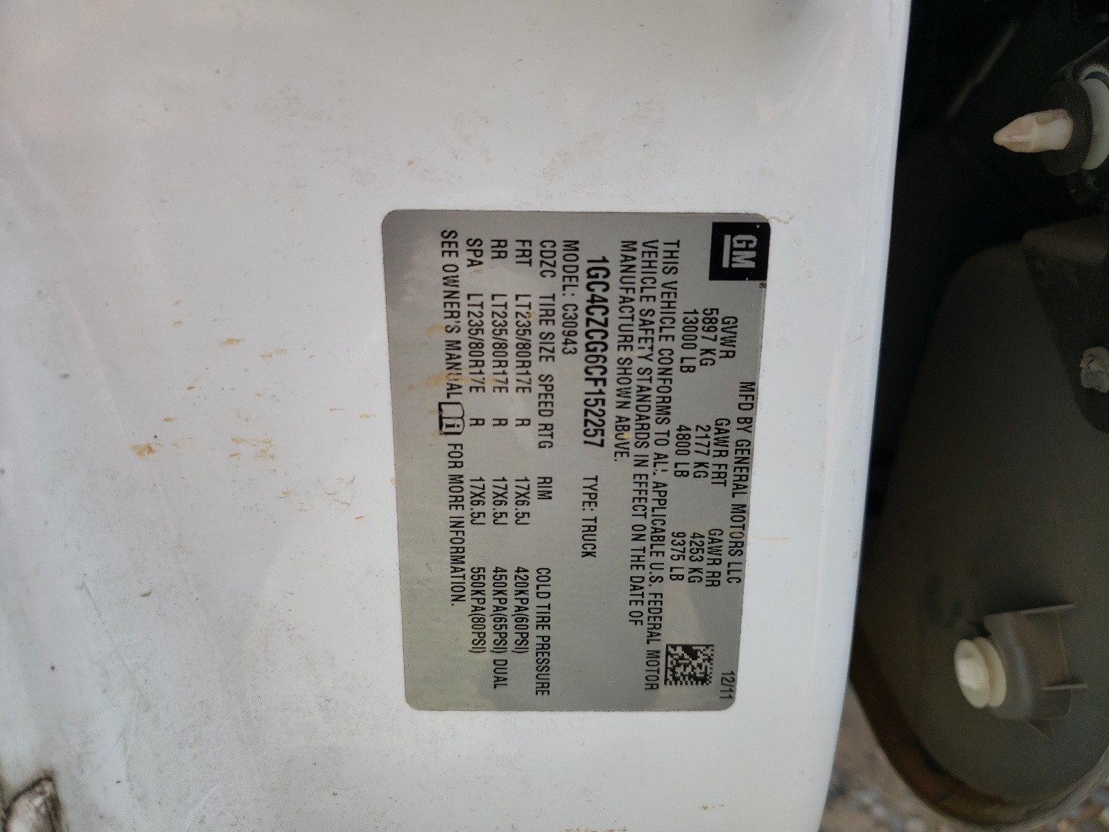 1GC4CZCG6CF152257 2012 Chevrolet Silverado C3500