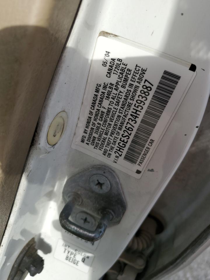 2004 Honda Civic Ex VIN: 2HGES26734H593887 Lot: 56817994