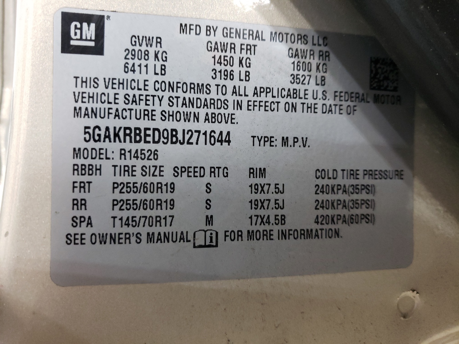 5GAKRBED9BJ271644 2011 Buick Enclave Cxl