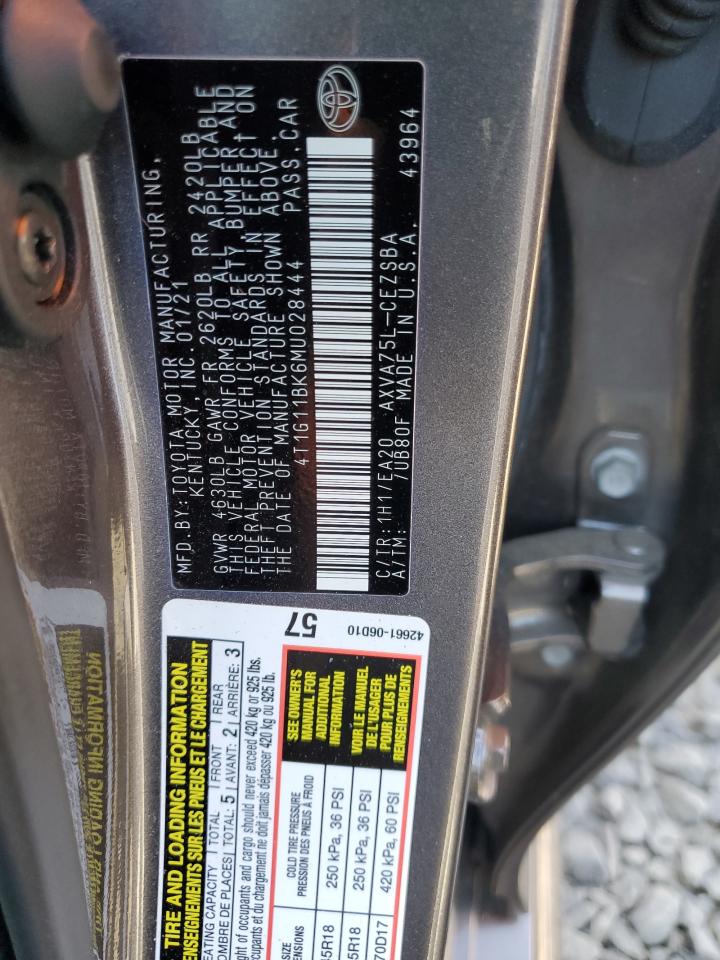 4T1G11BK6MU028444 2021 Toyota Camry Se