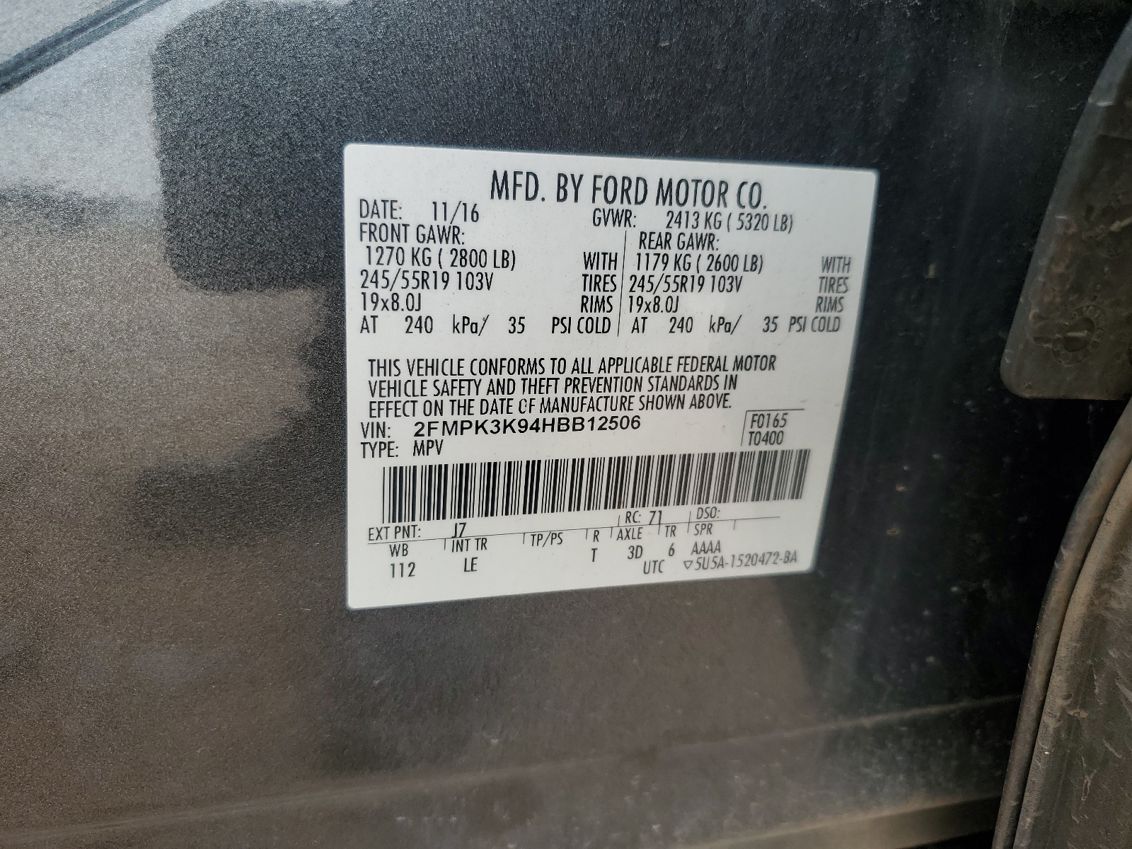 2FMPK3K94HBB12506 2017 Ford Edge Titanium