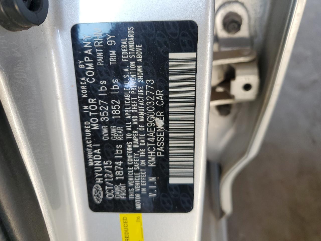 2016 Hyundai Accent Se VIN: KMHCT4AE9GU032773 Lot: 52913784