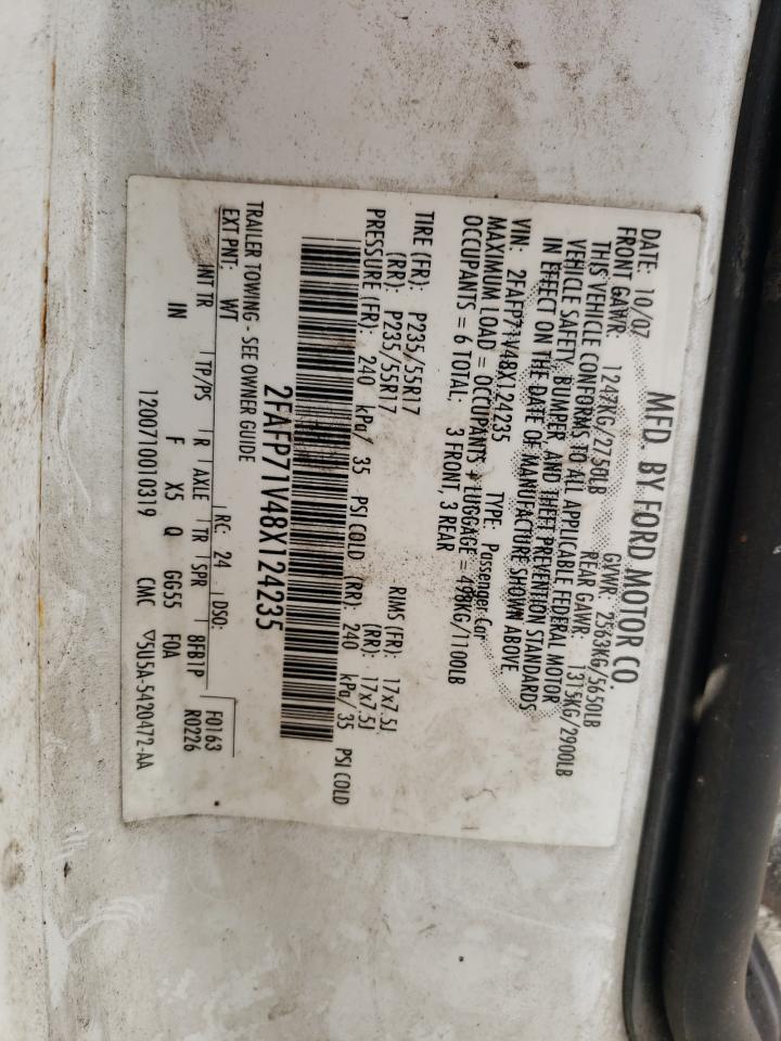 2008 Ford Crown Victoria Police Interceptor VIN: 2FAFP71V48X124235 Lot: 55634104