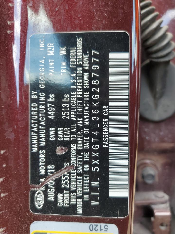 2019 Kia Optima Lx VIN: 5XXGT4L36KG287977 Lot: 54377474