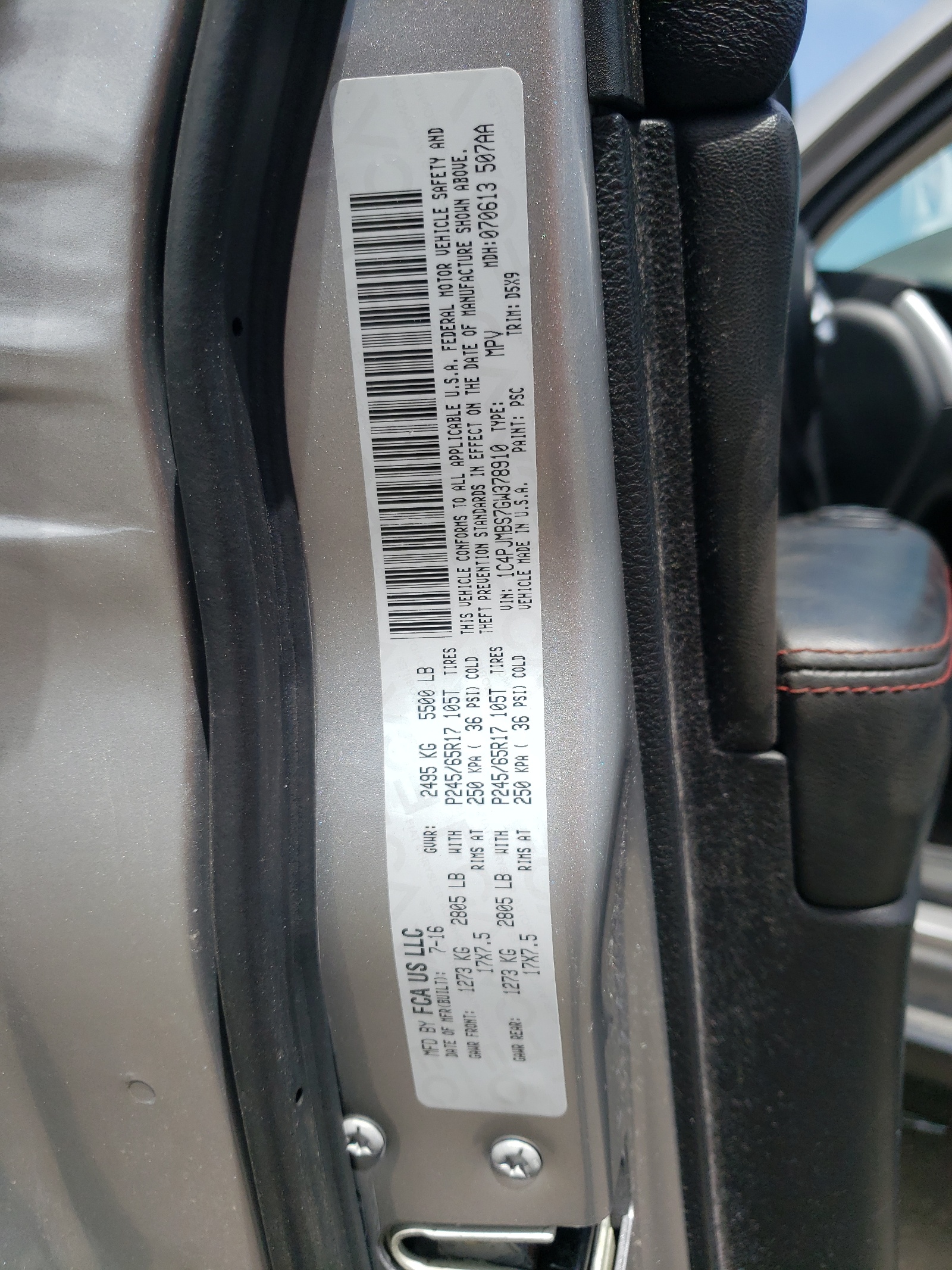 1C4PJMBS7GW378910 2016 Jeep Cherokee Trailhawk