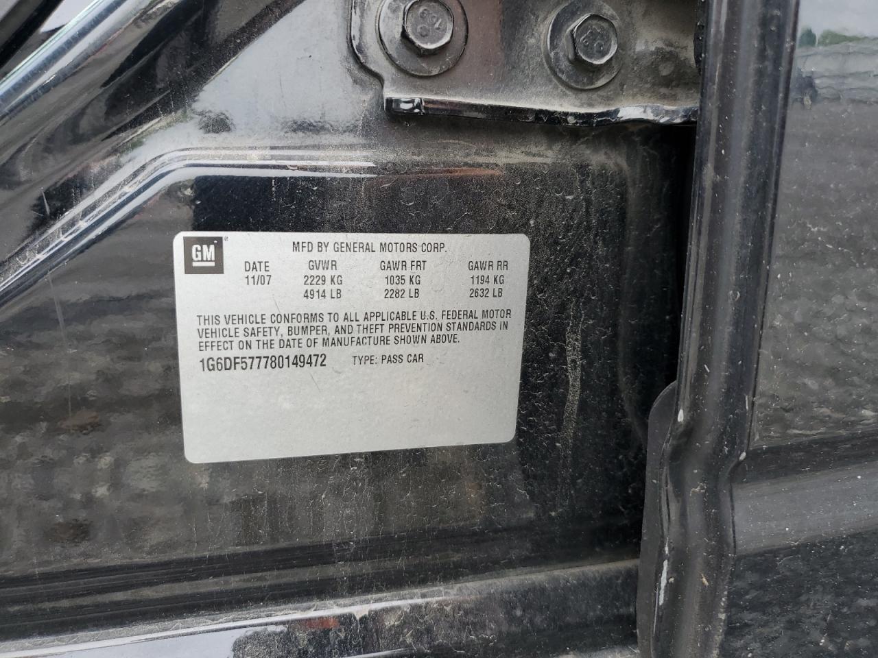 2008 Cadillac Cts VIN: 1G6DF577780149472 Lot: 56310724