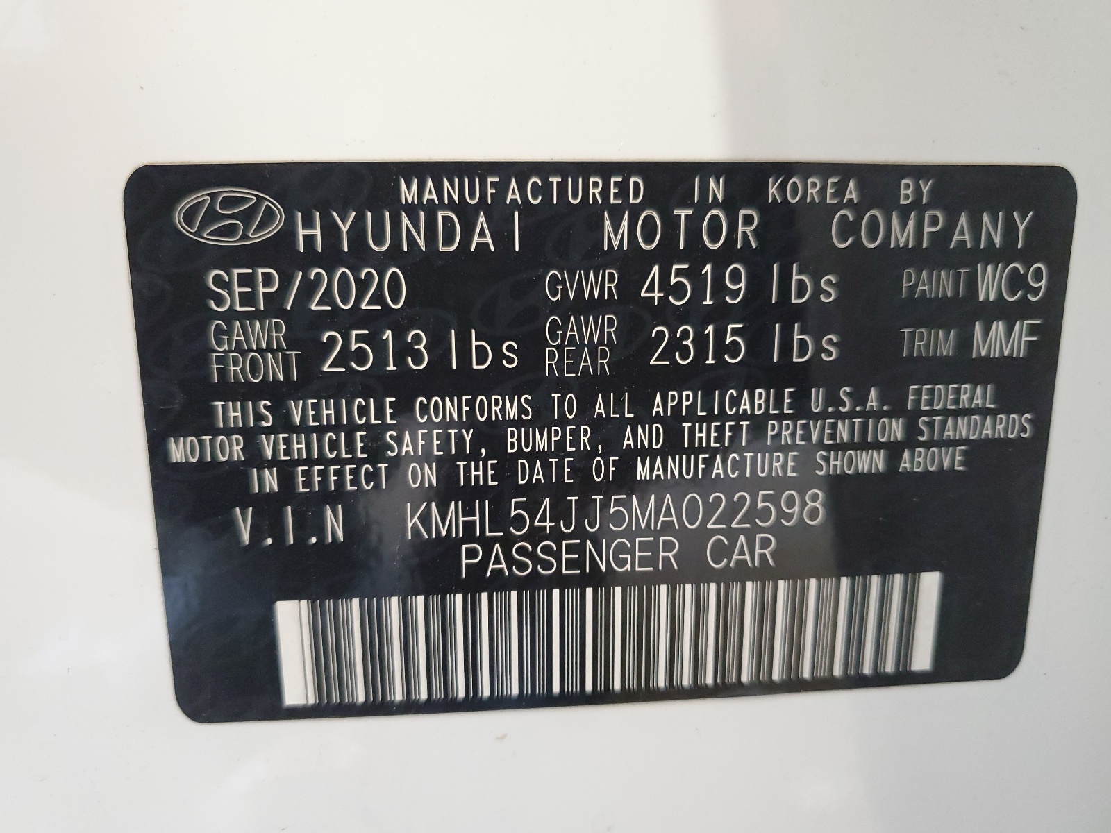 KMHL54JJ5MA022598 2021 Hyundai Sonata Hybrid