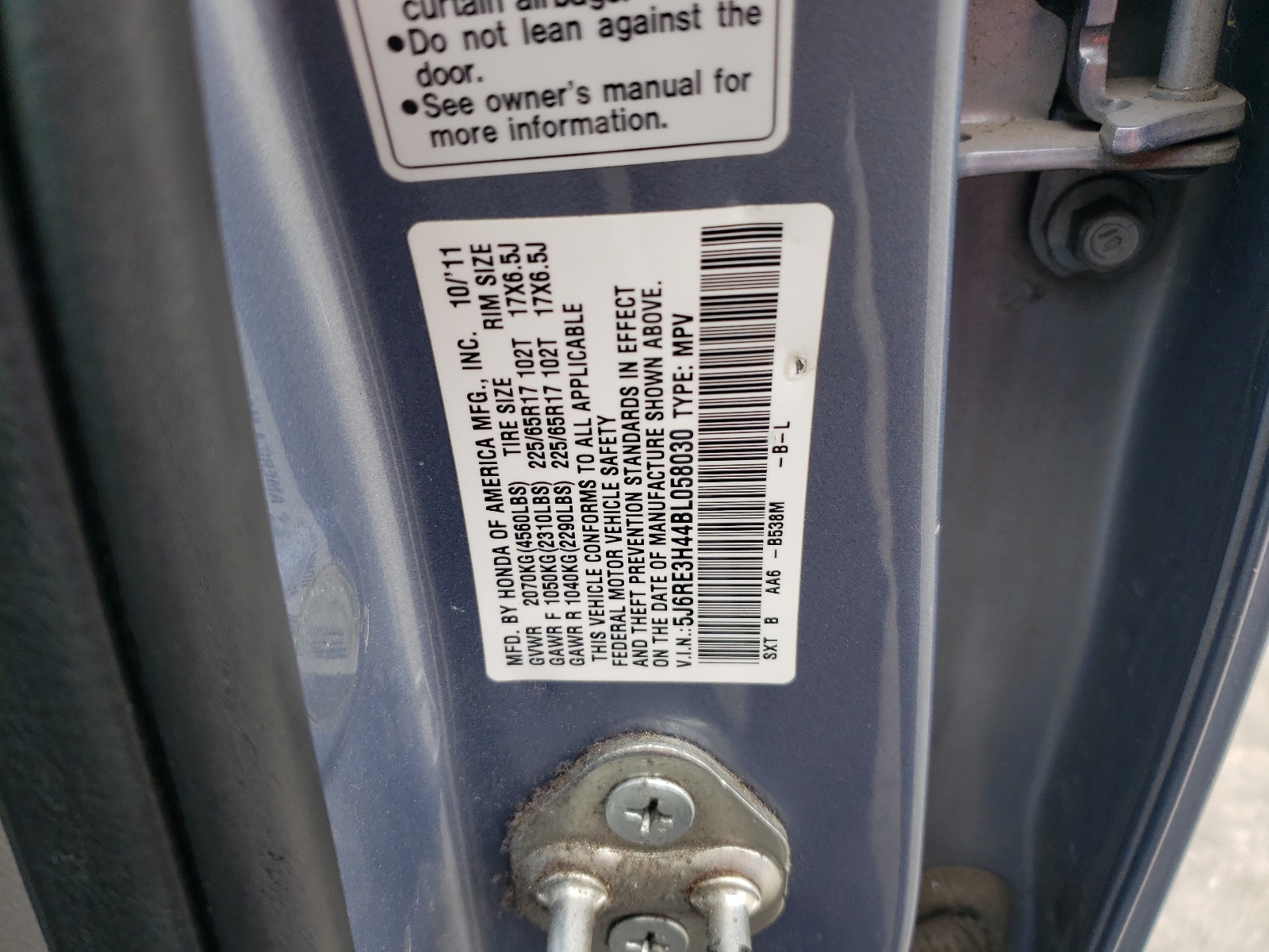 5J6RE3H44BL058030 2011 Honda Cr-V Se