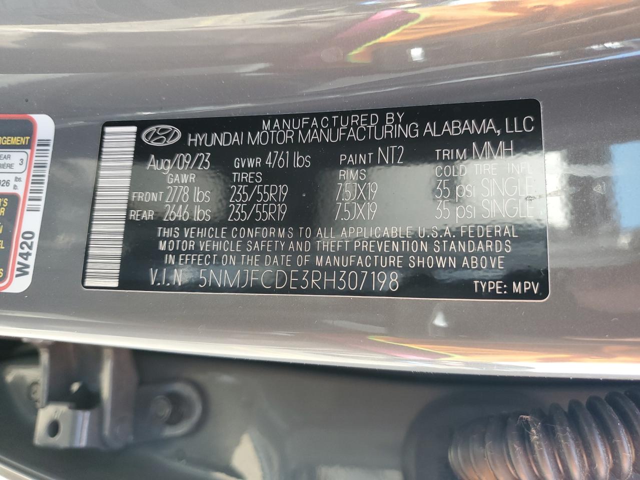 2024 Hyundai Tucson Sel VIN: 5NMJFCDE3RH307198 Lot: 55537904