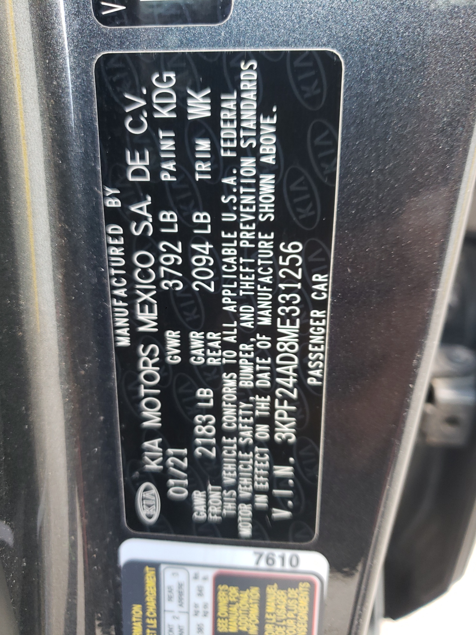 3KPF24AD8ME331256 2021 Kia Forte Fe