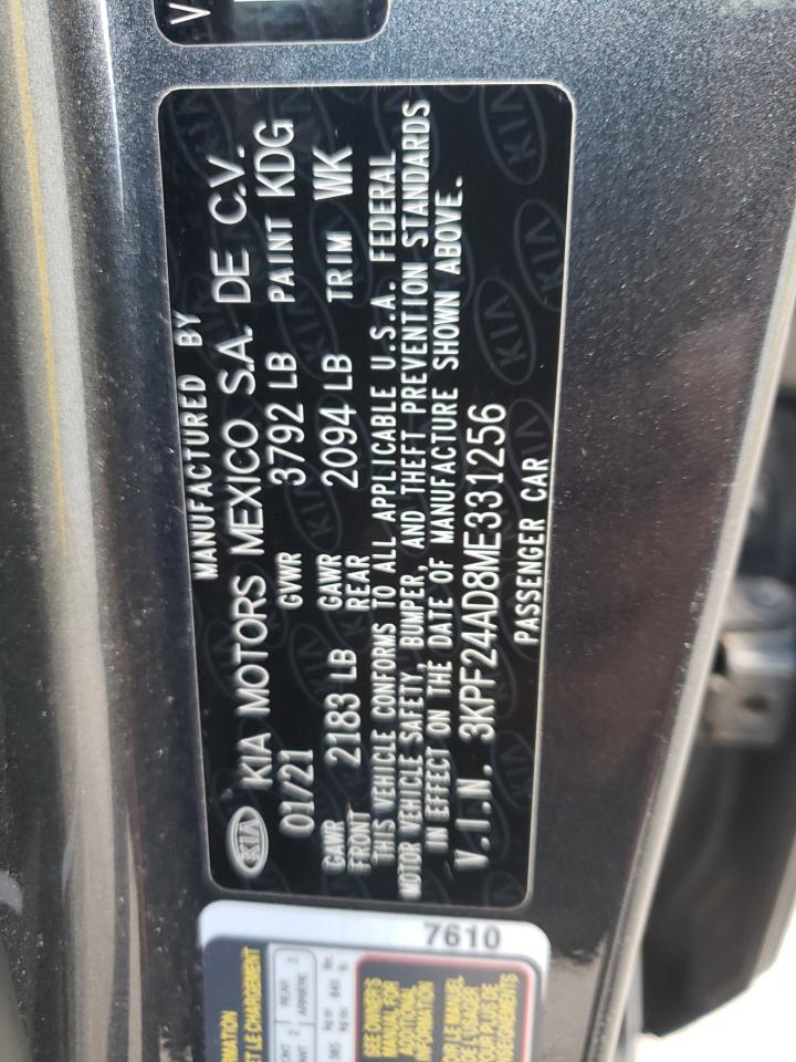 2021 Kia Forte Fe VIN: 3KPF24AD8ME331256 Lot: 55511734