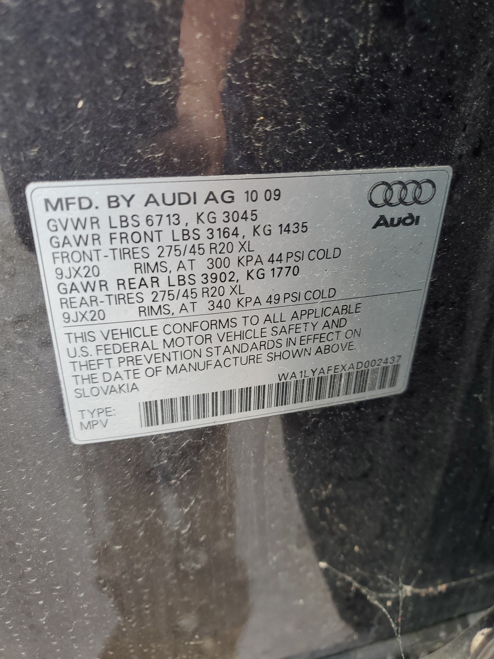 WA1LYAFEXAD002437 2010 Audi Q7 Premium Plus