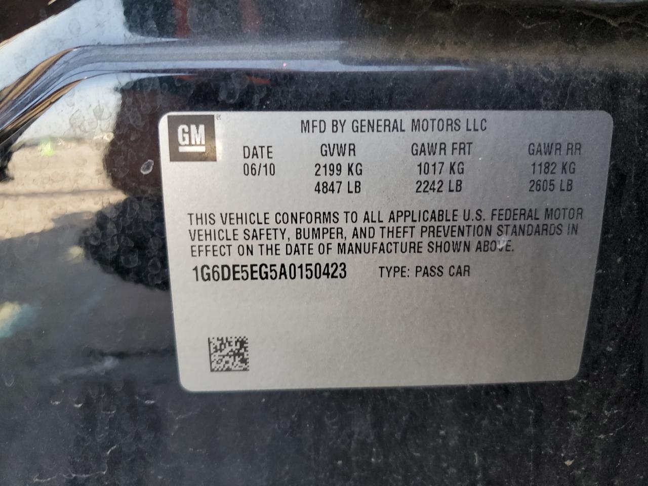 2010 Cadillac Cts Luxury Collection VIN: 1G6DE5EG5A0150423 Lot: 53292444