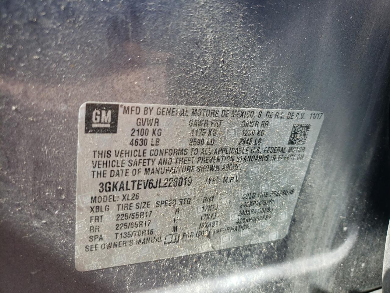 3GKALTEV6JL226019 2018 GMC Terrain Sle