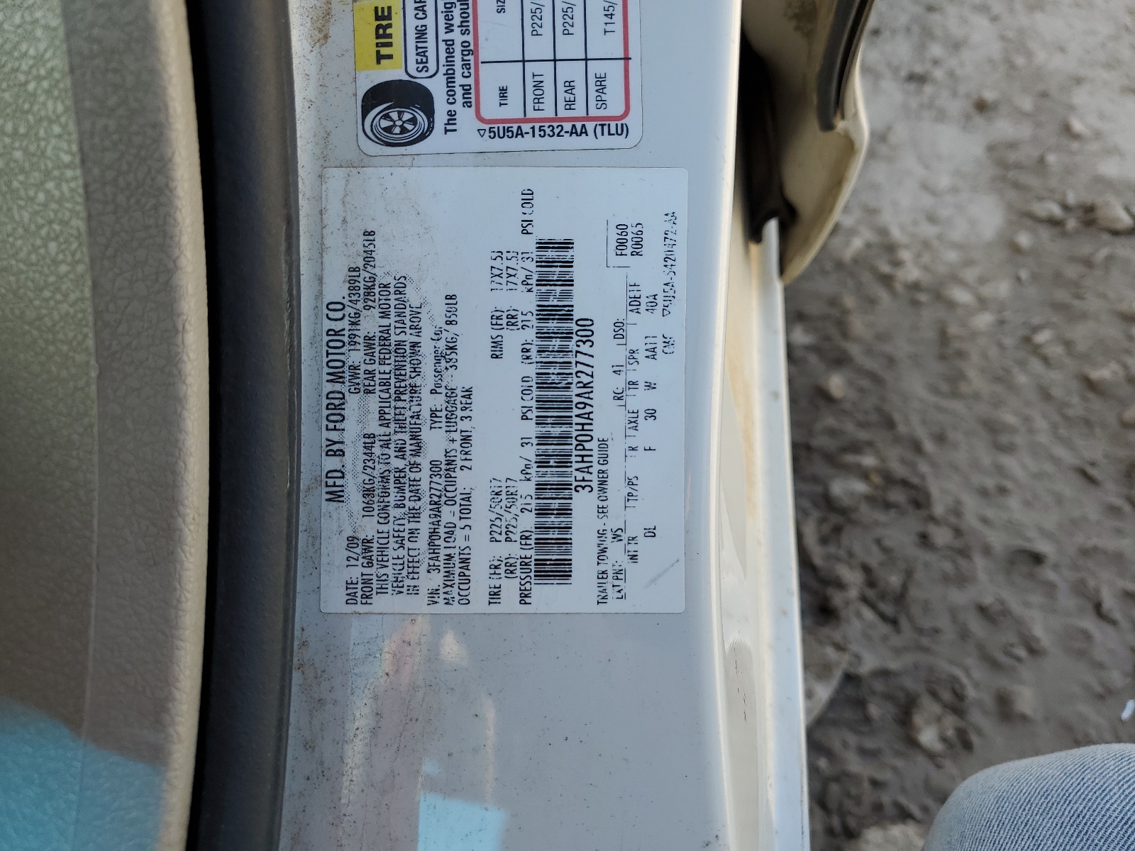 3FAHP0HA9AR277300 2010 Ford Fusion Se