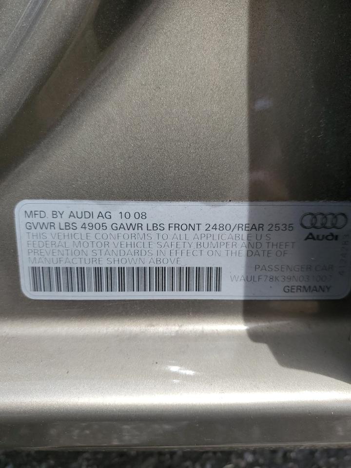 WAULF78K39N031007 2009 Audi A4 2.0T Quattro