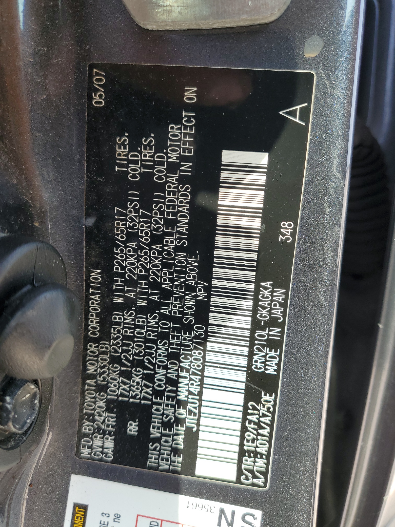 JTEZU14R478087130 2007 Toyota 4Runner Sr5